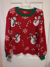 Blizzard  Bay Christmas Sweater Snowman Pompoms     Size Small Pullover