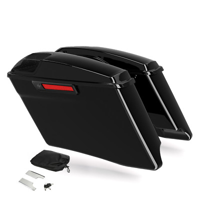 Black 4'' Stretched Hard Saddlebags Fit For Harley Street Road Glide 1993-2013