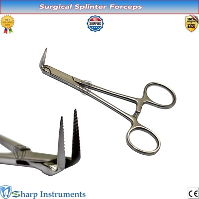 Stieglitz Splinter Forceps 90° Curved Carmalt Suture Remove Surgical Instrument