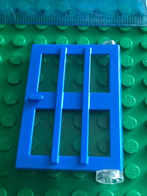 Lego blaue Drehtür 1 x 4 x 5 mit transparentem Glas große 6 Scheiben SELTEN!
