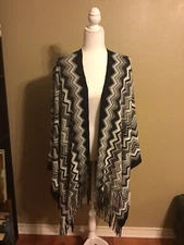 Just Jamie Womens Poncho Shawl Knit Gray One Size