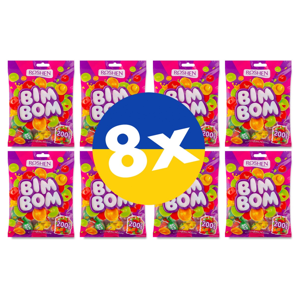 Ukrainian Roshen Bim Bom Fruit Filled Hard Candy Sweets Bulk Packs