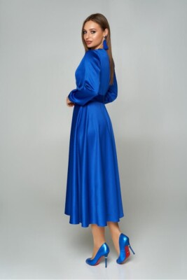 plain blue midi dress Yours Alone Gathered Detail Midi Dress Blue
