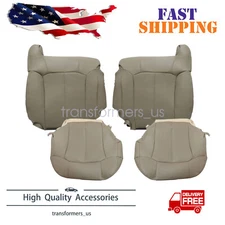 For 99-02 Chevy Silverado Driver & Passenger Bottom & Top Leather Seat Cover Tan