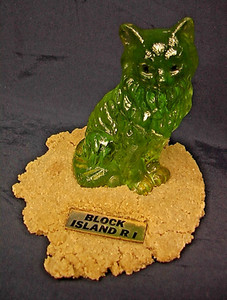 AQUA GLASS Syn-o-Prod. N. Ft. Myers FL Block Island RI CAT Figurine - FREE Shpg!