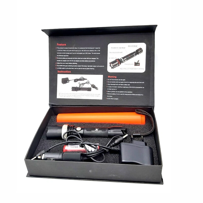 Linterna Led Tactica Recargable con Zoom para Coche y Red Cono Naranja Pirulo  - Imagen 4 de 4