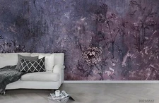 3D Purple Floral Wallpaper Wall Mural Removable Self-adhesive Sticker1308
