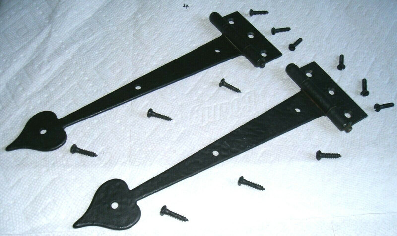 Strap Hinges-Vintage-2 each-McKinney with Screws-Forged Iron-1950 Era-Vintage 9"