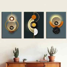 3pcs Modern Fashion Graphics Geometry Metal Print Ready to Hang Art