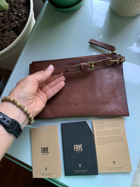 frye leather clutch