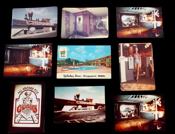 8 Holiday Inn Nashville Opryland Train Bar Uniform Photo Kingsport post card VTG
