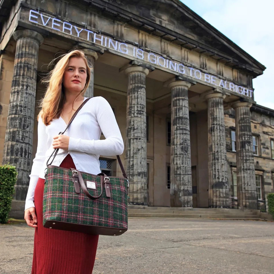 Glen Appin Harris Tweed Spey Large Tote Handbag Shoulder Strap Choice of Colours - Image 2 of 2