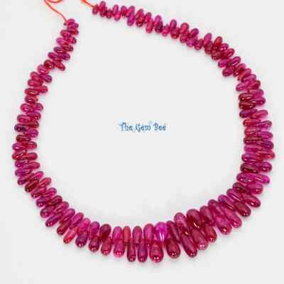 38.6CT GIA CERT No Heat Unheated Fine Ruby Smooth teardrop Briolettes Beads 8''