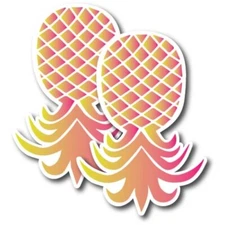 Upside down Pineapple Magnet Decal, Pink and Yellow, 4x6 Inch, 2 Pack