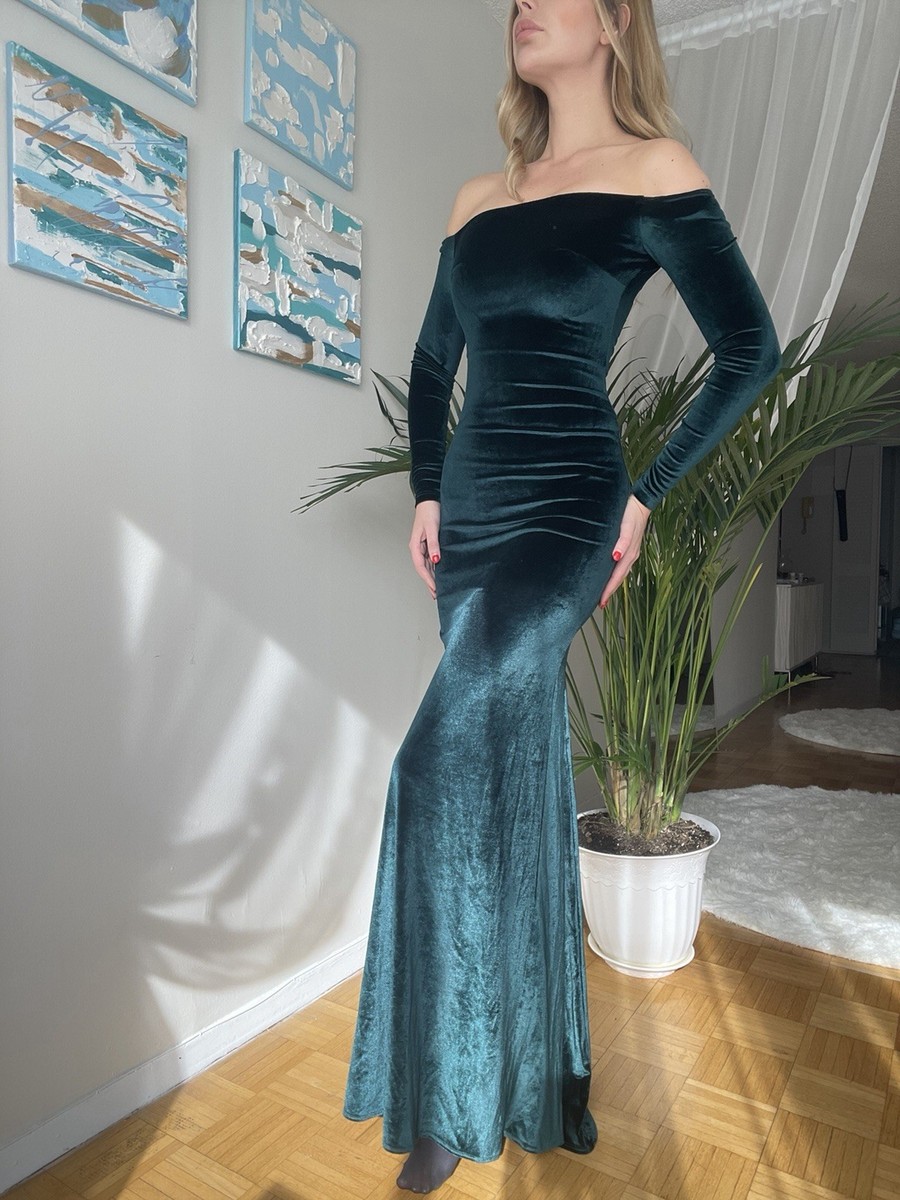 Dolce&Gabbana Green Velvet Off-Shoulder Long Sleeve Maxi Dress Size 38 | eBay Dolce&Gabbana Green Velvet Off-Shoulder Long Sleeve Maxi Dress Size 38 | eBay