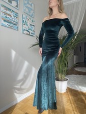 Dolce&Gabbana Green Velvet Off-Shoulder Long Sleeve Maxi Dress Size 38
