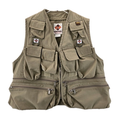 Vintage Columbia Sportswear Fly Fishing Vest Size XS Khaki Tan Multi Pocket