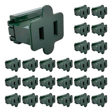 25 Pack Green SPT-1 Vampire Female Plug for Christmas Lights Sets - Slip, Zip, G