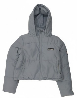 Ellesse Damen Oversize Grafik Kapuze Wattierte Jacke UK 12 Mittelblau DR49