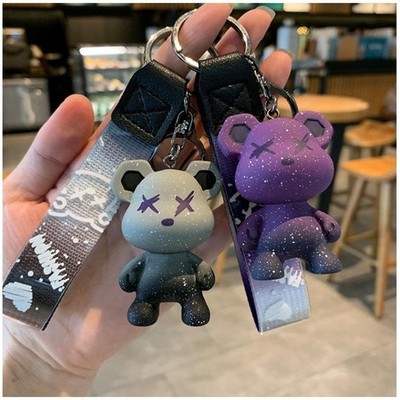 1pc Cute Bear Keychain With Strap Car Key Keyring  Backpack  Key Chain Charm