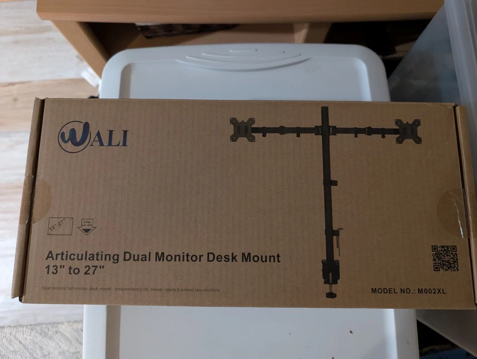 WALI Dual LCD Monitor Fully Adjustable Desk Mount Stand 13-27" Monitors M002 NOB - Image 4 of 4