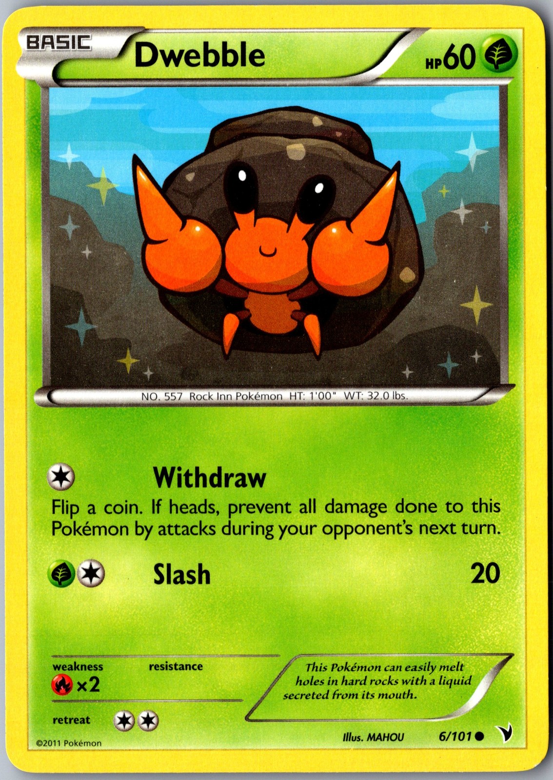 Dwebble 6/101 Common Noble Victories Lightly Played Pokemon Card TCG Single