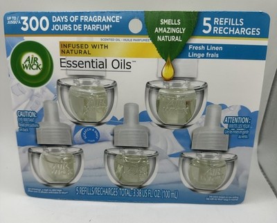 Air Wick Essential Oils Refills 5-Pack Fresh Linen 3.38oz   Free Shipping
