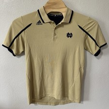 Adidas Notre Dame Fighting Irish Polo Shirt Men's Size Medium Golf Gold Blue