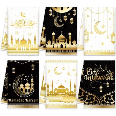6 Pcs Eid Mubarak Kitchen Towels Ramadan Kareem Dish Towels Decorative Star M...