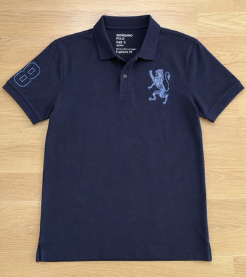 Giordano Herren Polo Blau Gr. S Kurzarm Engineered Fit Logo bestickt