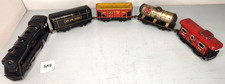Vintage MARX Tin Wind-Up Clockwork Train Engine LOCOMOTIVE W/ 4 FREIGHT CARS M9