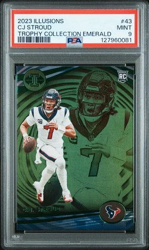 2023 PANINI ILLUSIONS TROPHY COLLECTION EMERALD #43 CJ STROUD ROOKIE RC PSA 9