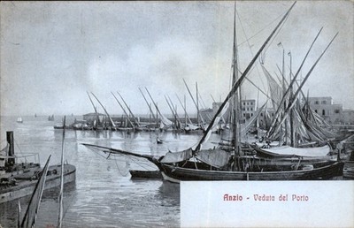 Anzio Italy View of the Port Sailboats c1900-20s Vintage Postcard