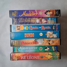 Lotto 7 VHS Disney Classici Originali Aladdin Re Leone Biancaneve Dumbo