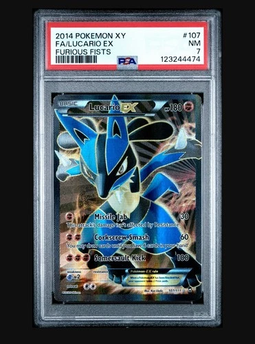 2014 Pokemon XY Lucario EX  107/111 FA Furious Fists Holo PSA 7 New Cert Rare