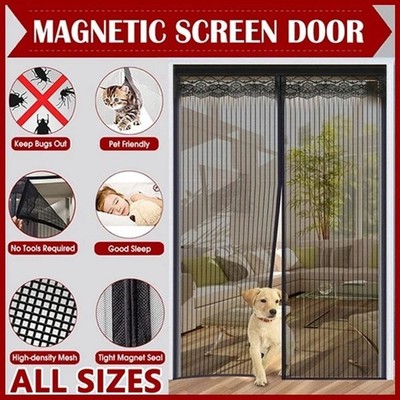 Magnetic Screen Door Mesh Curtain Durable Heavy Duty Mosquito Net Bug Hands Free