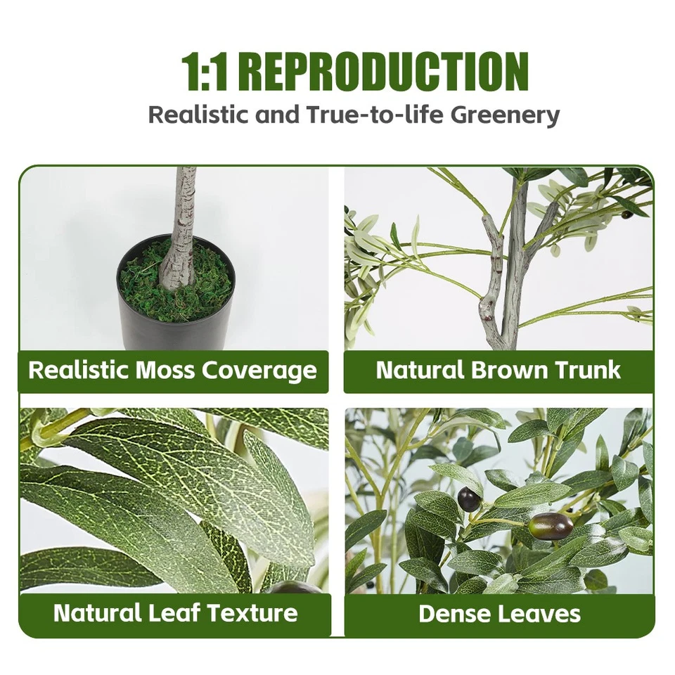 Artificial Plants Indoor Tree Fake Olive Tree Decoration Plant Home Office 150cm - image 4 of 4