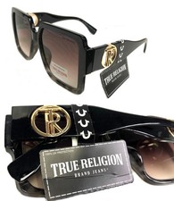 New Womens True Religion Sunglasses TR57980 Black/Brown Oversized 90