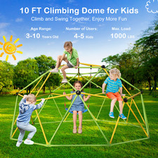 10FT Climbing Dome for Kids Jungle Gym Climber With Swing Playground Equipment