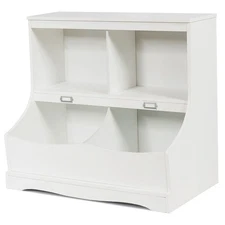 Children's Multi-Functional Bookcase Toy Storage Bin Kids Floor Cabinet White