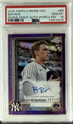 2025 Topps Chrome Ben Rice PSA 10