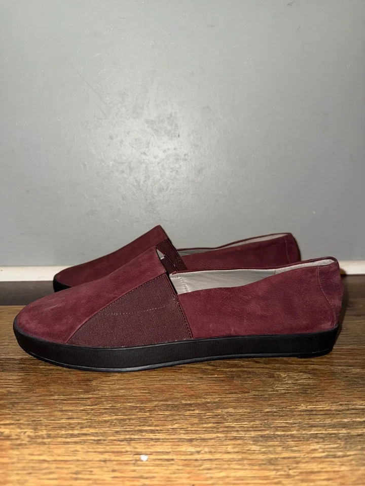 Mocasines sin cordones Eileen Fisher Chase borgoña granada gamuza talla 9,5 nuevos con etiquetas Foto 2 de 4