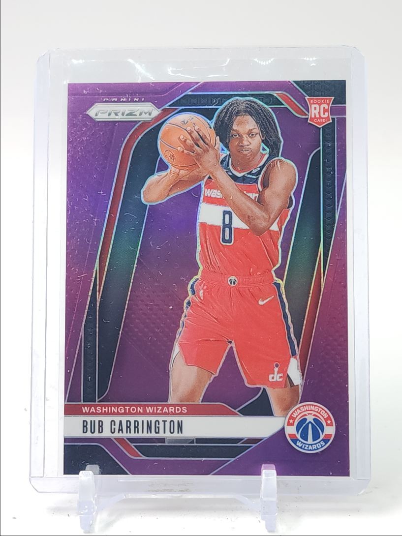BUB CARRINGTON 2024-25 PANINI PRIZM ROOKIE PURPLE WIZARDS #244 RC /99 Q4588