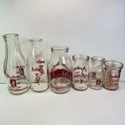 6 Vintage Arden Dairy Glass Quart Pint Half Pint Milk Cream Mayonnaise Bottles