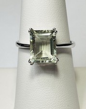 925 Sterling Silver 4.50 CTW Emerald Cut Green Amethyst Prasiolite Ring 2