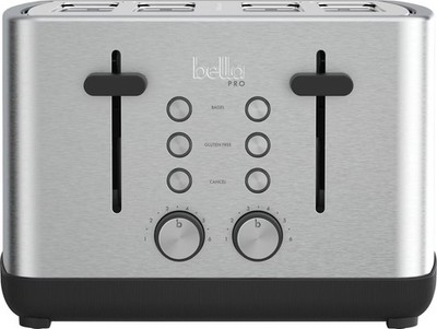 bella PRO 4-Slice Toaster with Extra Wide Slots Stainless Steel
