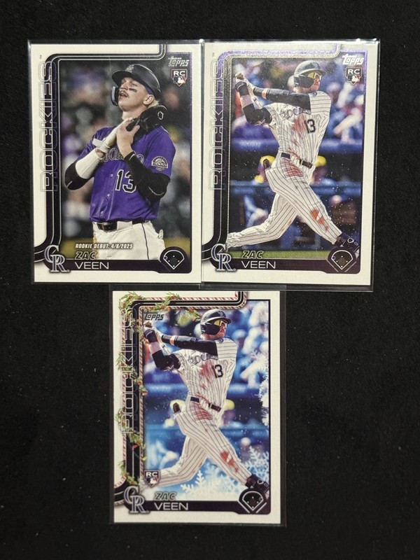 Zac Veen Rockies Rookie Baseball Card Lot 3 Cards RC