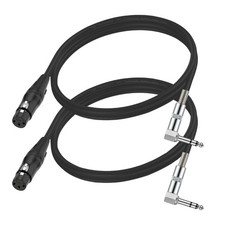 2 Pack 3.3ft Right Angle 1/4 TRS to XLR Female Audio Cable