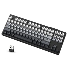 75% Wireless Membrane Gaming Keyboard,Silent PBT Keys, Rainbow Backlit, 2000 mAh