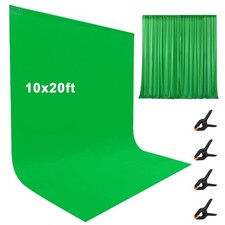 10X20ft Large Green Screen Backdrop for Photography, Rod Pocket Chromakey Col...